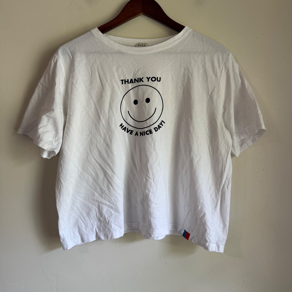 Kule The Modern Smiley Graphic Organic Cotton T-Shirt Size XL White